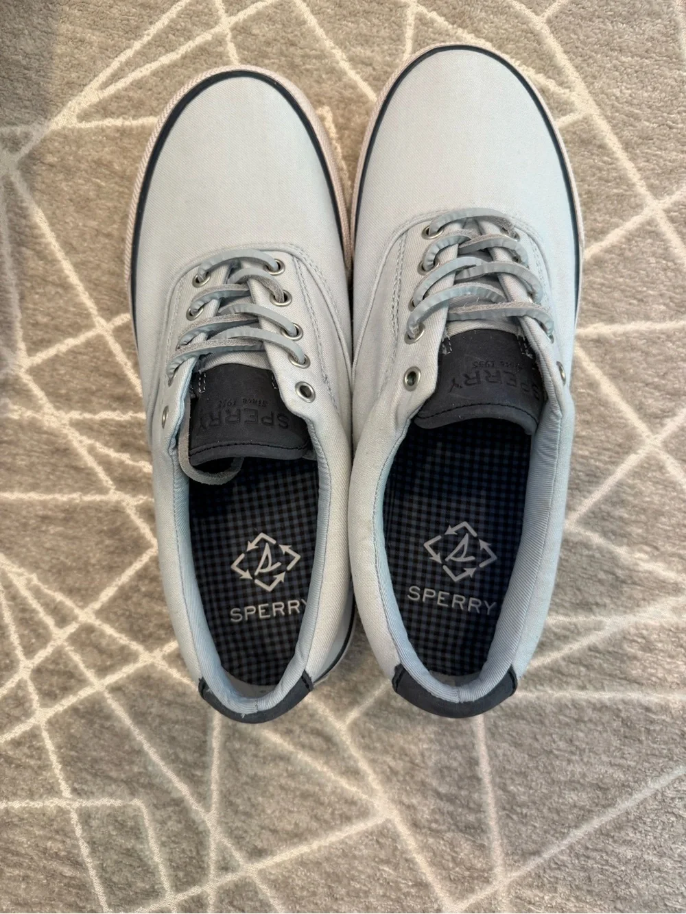 Sperry Men's Light Blue, White, & Navy Slip-On Boat Shoes